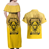 Personalized African American Buffalo Soldier Couples Matching Off Shoulder Maxi Dress and Hawaiian Shirt We Can We Will - Yellow - Wonder Print Shop