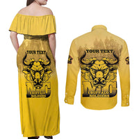Personalized African American Buffalo Soldier Couples Matching Off Shoulder Maxi Dress and Long Sleeve Button Shirt We Can We Will - Yellow - Wonder Print Shop