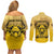 Personalized African American Buffalo Soldier Couples Matching Off Shoulder Short Dress and Long Sleeve Button Shirt We Can We Will - Yellow - Wonder Print Shop