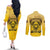Personalized African American Buffalo Soldier Couples Matching Off The Shoulder Long Sleeve Dress and Long Sleeve Button Shirt We Can We Will - Yellow - Wonder Print Shop