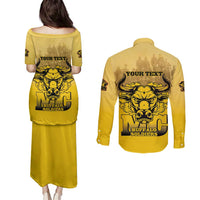 Personalized African American Buffalo Soldier Couples Matching Puletasi and Long Sleeve Button Shirt We Can We Will - Yellow - Wonder Print Shop