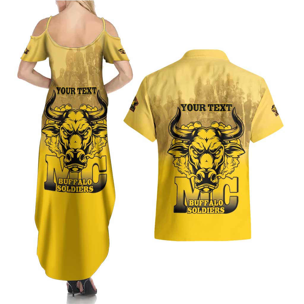 Personalized African American Buffalo Soldier Couples Matching Summer Maxi Dress and Hawaiian Shirt We Can We Will - Yellow - Wonder Print Shop