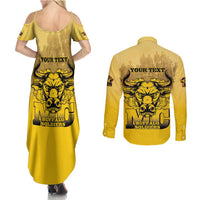 Personalized African American Buffalo Soldier Couples Matching Summer Maxi Dress and Long Sleeve Button Shirt We Can We Will - Yellow - Wonder Print Shop