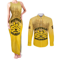 Personalized African American Buffalo Soldier Couples Matching Tank Maxi Dress and Long Sleeve Button Shirt We Can We Will - Yellow - Wonder Print Shop