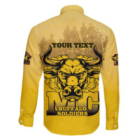 Personalized African American Buffalo Soldier Family Matching Off The Shoulder Long Sleeve Dress and Hawaiian Shirt We Can We Will - Yellow - Wonder Print Shop