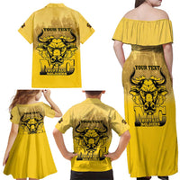 Personalized African American Buffalo Soldier Family Matching Off Shoulder Maxi Dress and Hawaiian Shirt We Can We Will - Yellow - Wonder Print Shop