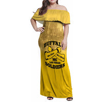 Personalized African American Buffalo Soldier Family Matching Off Shoulder Maxi Dress and Hawaiian Shirt We Can We Will - Yellow - Wonder Print Shop