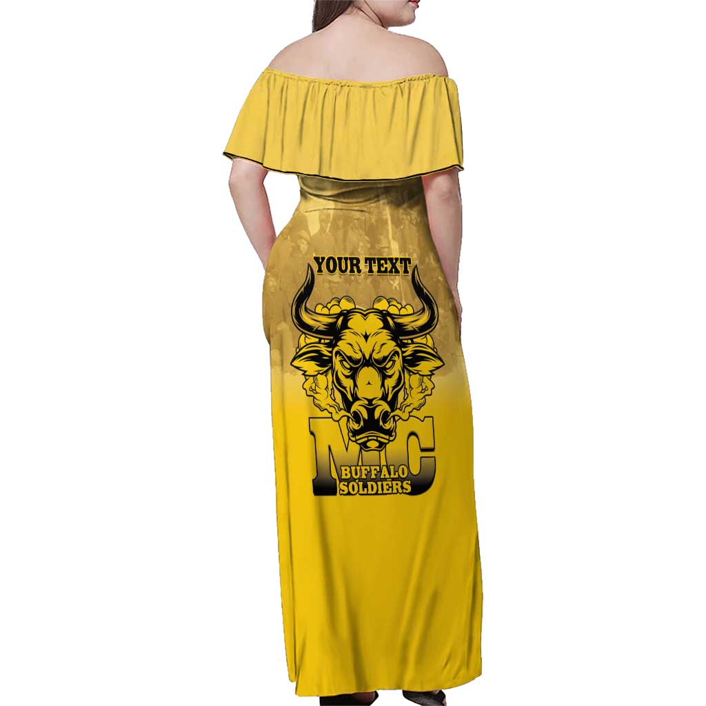 Personalized African American Buffalo Soldier Family Matching Off Shoulder Maxi Dress and Hawaiian Shirt We Can We Will - Yellow - Wonder Print Shop