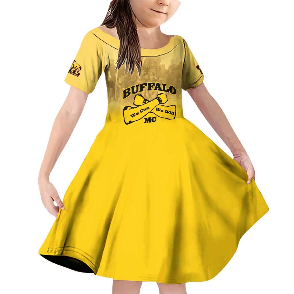 Personalized African American Buffalo Soldier Family Matching Off Shoulder Short Dress and Hawaiian Shirt We Can We Will - Yellow - Wonder Print Shop