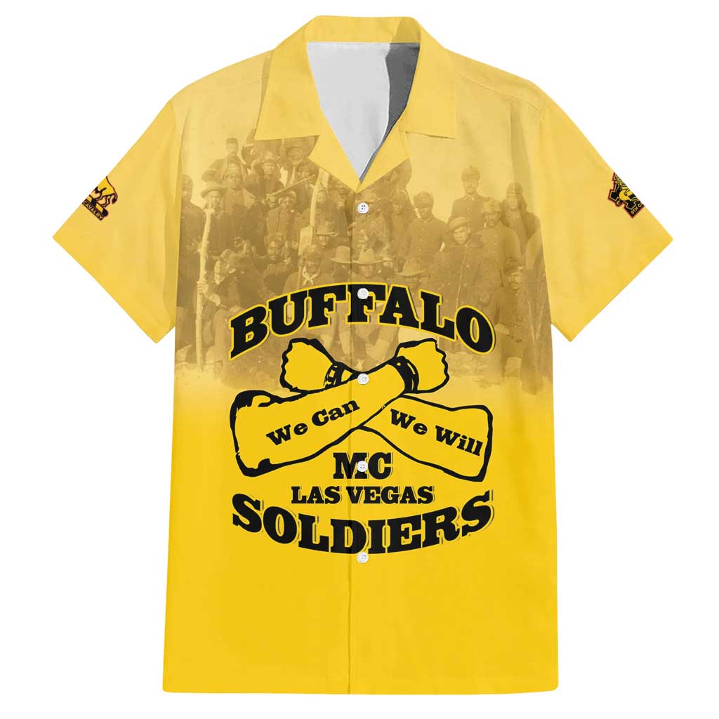 Personalized African American Buffalo Soldier Family Matching Short Sleeve Bodycon Dress and Hawaiian Shirt We Can We Will - Yellow - Wonder Print Shop