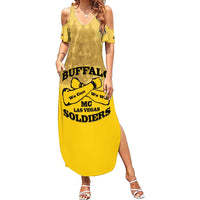 Personalized African American Buffalo Soldier Family Matching Summer Maxi Dress and Hawaiian Shirt We Can We Will - Yellow - Wonder Print Shop