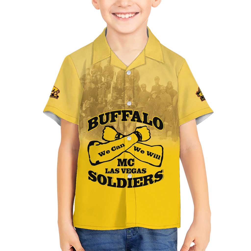 Personalized African American Buffalo Soldier Family Matching Tank Maxi Dress and Hawaiian Shirt We Can We Will - Yellow - Wonder Print Shop