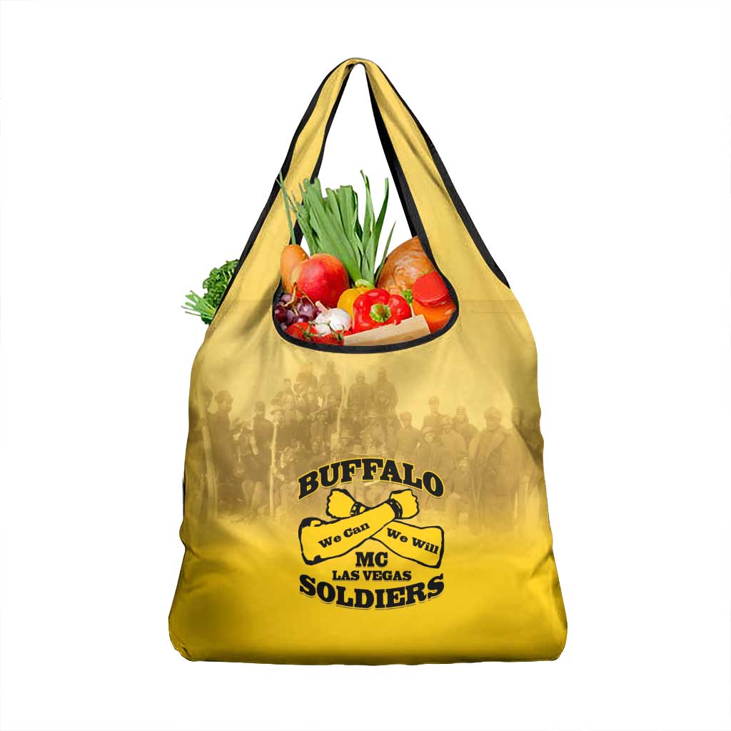 African American Buffalo Soldier Grocery Bag We Can We Will - Yellow - Wonder Print Shop