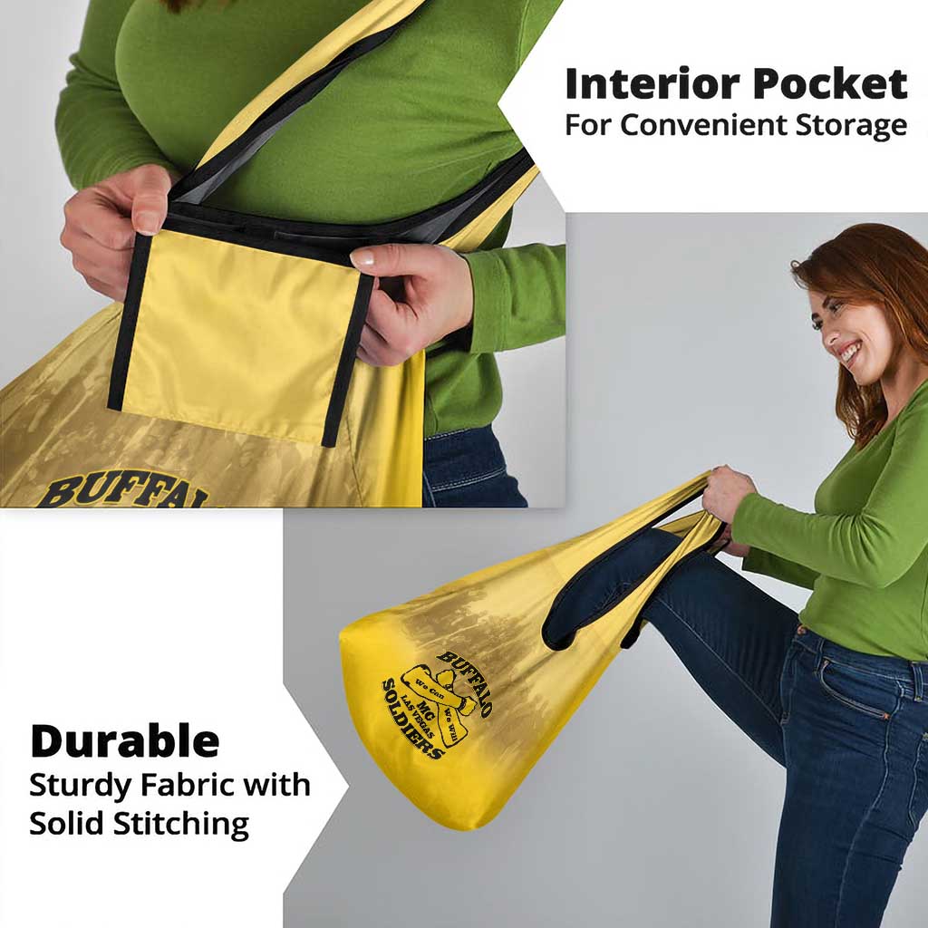 African American Buffalo Soldier Grocery Bag We Can We Will - Yellow - Wonder Print Shop