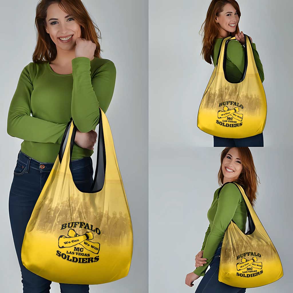 African American Buffalo Soldier Grocery Bag We Can We Will - Yellow - Wonder Print Shop