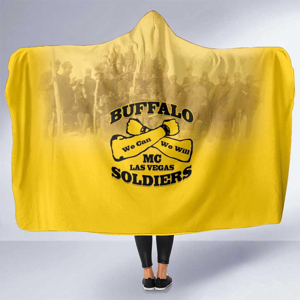 African American Buffalo Soldier Hooded Blanket We Can We Will - Yellow - Wonder Print Shop