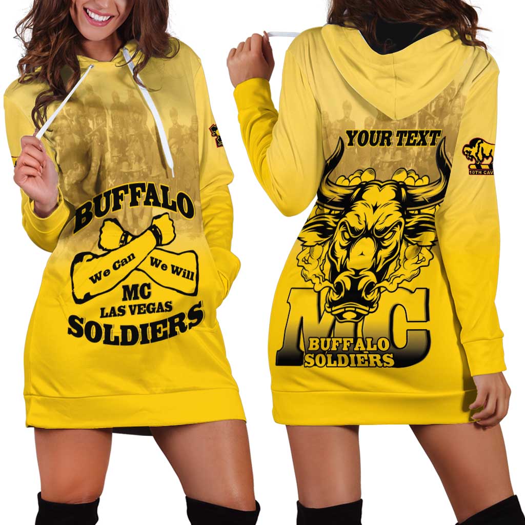 Personalized African American Buffalo Soldier Hoodie Dress We Can We Will - Yellow - Wonder Print Shop
