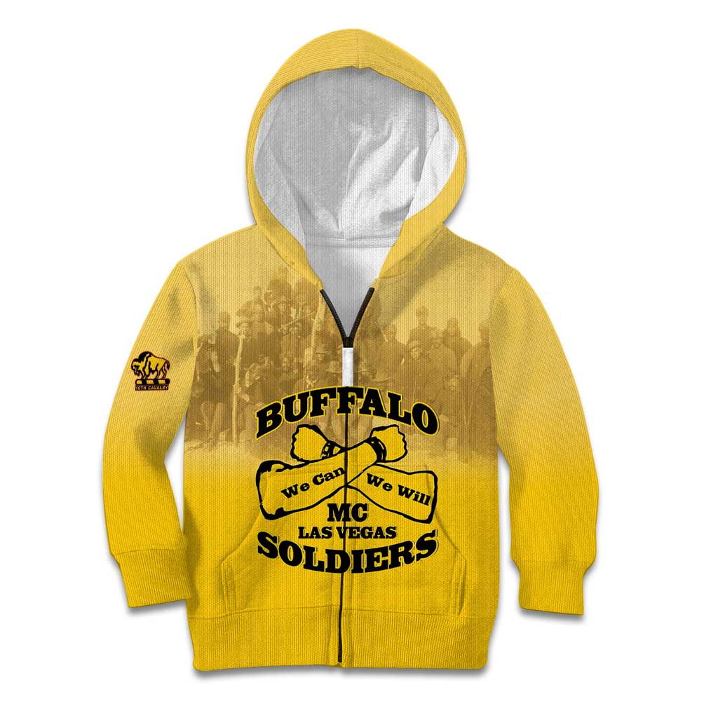 Personalized African American Buffalo Soldier Kid Hoodie We Can We Will - Yellow - Wonder Print Shop