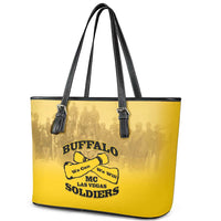African American Buffalo Soldier Leather Tote Bag We Can We Will - Yellow - Wonder Print Shop