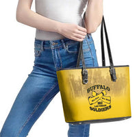 African American Buffalo Soldier Leather Tote Bag We Can We Will - Yellow - Wonder Print Shop