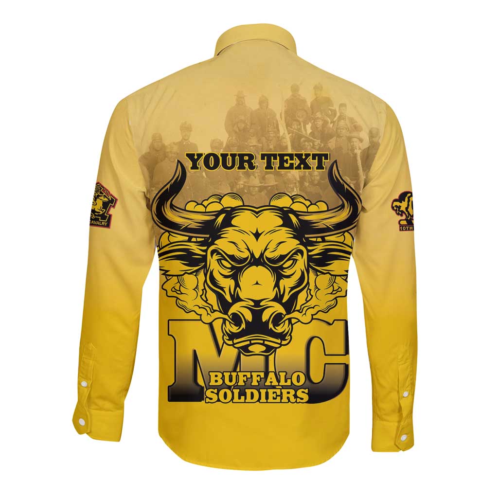 Personalized African American Buffalo Soldier Long Sleeve Button Shirt We Can We Will - Yellow - Wonder Print Shop