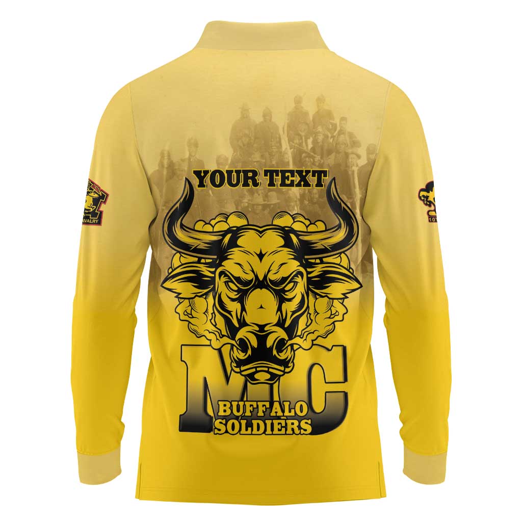 Personalized African American Buffalo Soldier Long Sleeve Polo Shirt We Can We Will - Yellow - Wonder Print Shop