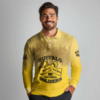 Personalized African American Buffalo Soldier Long Sleeve Polo Shirt We Can We Will - Yellow - Wonder Print Shop