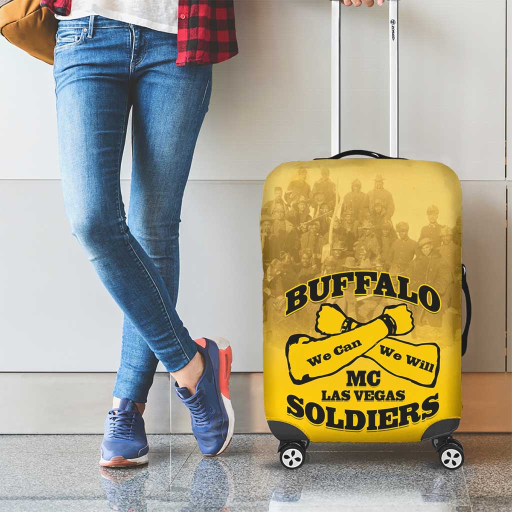 African American Buffalo Soldier Luggage Cover We Can We Will - Yellow - Wonder Print Shop