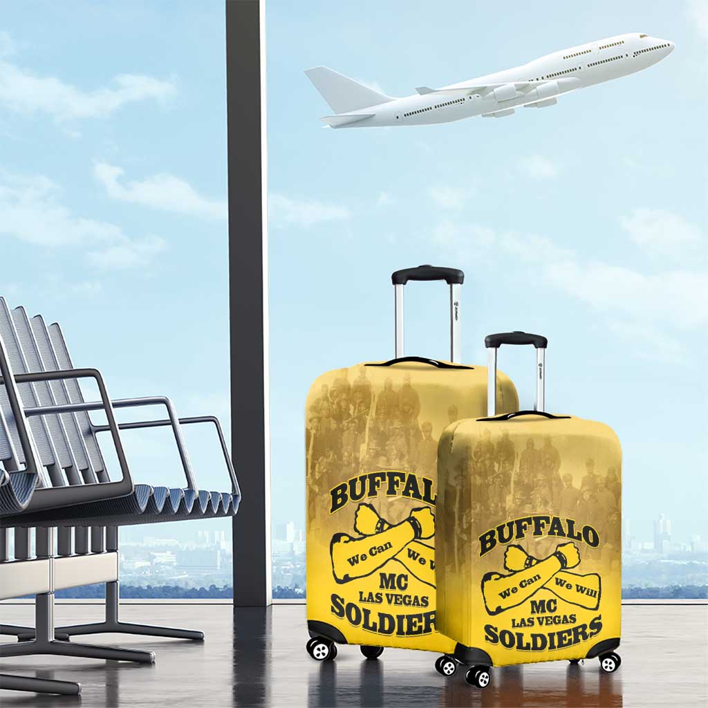 African American Buffalo Soldier Luggage Cover We Can We Will - Yellow - Wonder Print Shop