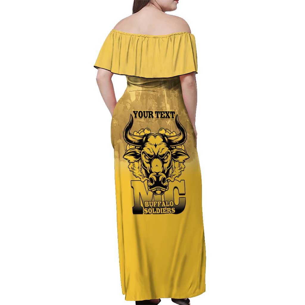 Personalized African American Buffalo Soldier Off Shoulder Maxi Dress We Can We Will - Yellow - Wonder Print Shop