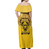 Personalized African American Buffalo Soldier Off Shoulder Maxi Dress We Can We Will - Yellow - Wonder Print Shop