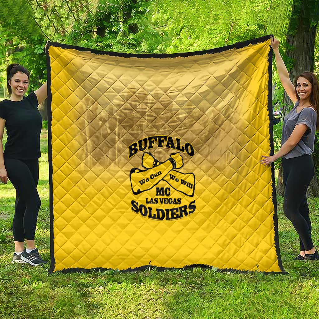 African American Buffalo Soldier Quilt We Can We Will - Yellow - Wonder Print Shop