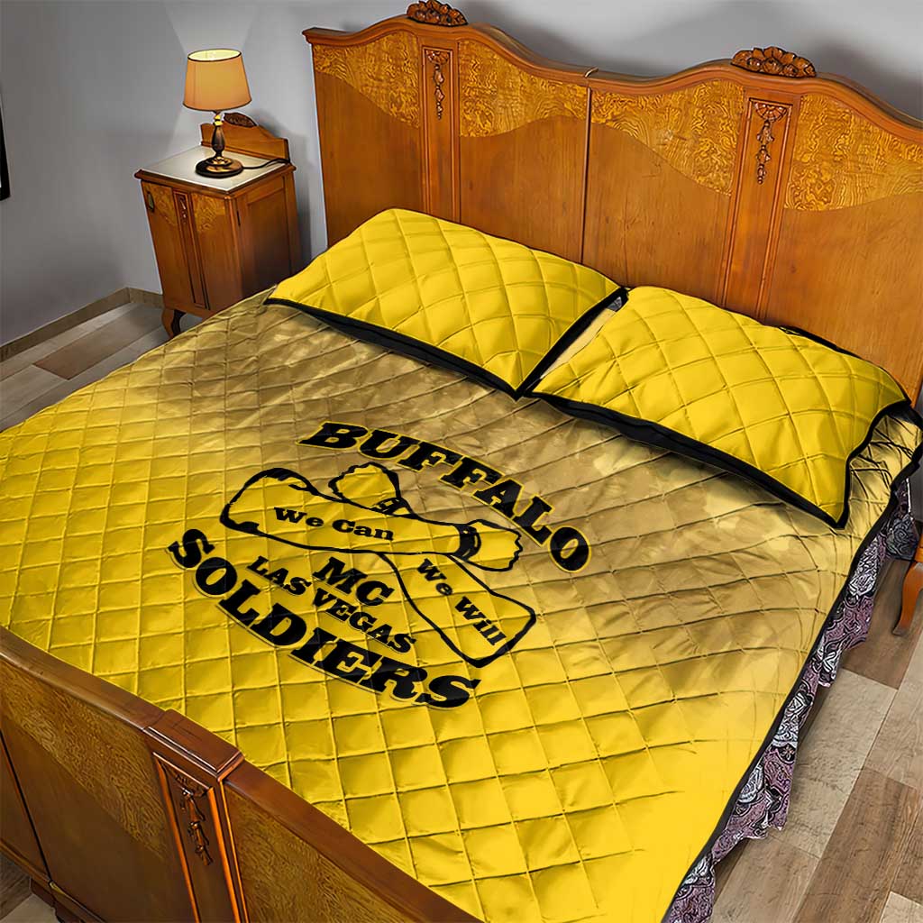 African American Buffalo Soldier Quilt Bed Set We Can We Will - Yellow - Wonder Print Shop