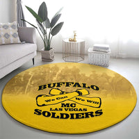 African American Buffalo Soldier Round Carpet We Can We Will - Yellow - Wonder Print Shop