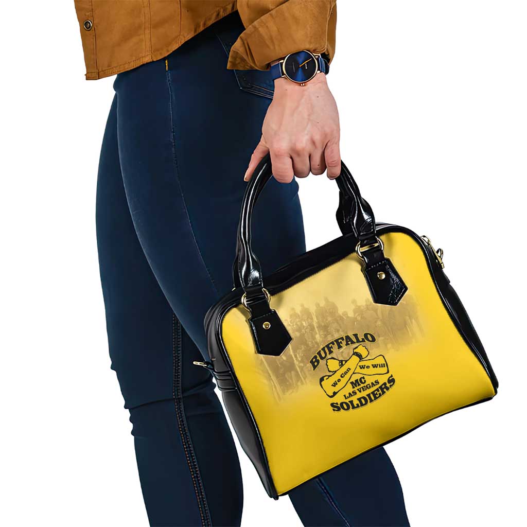 African American Buffalo Soldier Shoulder Handbag We Can We Will - Yellow - Wonder Print Shop