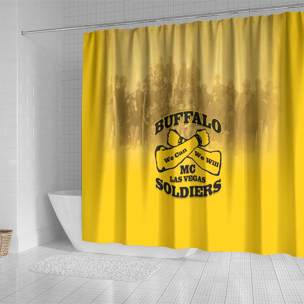African American Buffalo Soldier Shower Curtain We Can We Will - Yellow - Wonder Print Shop