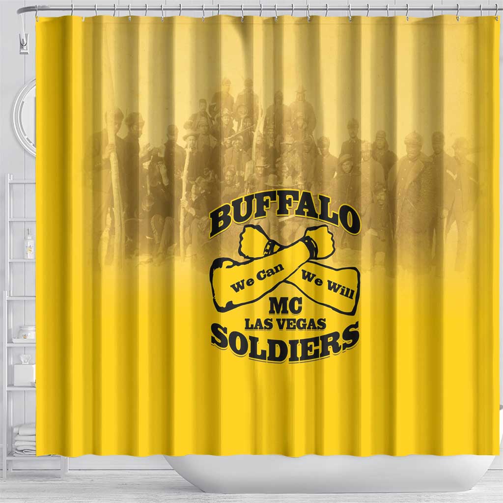 African American Buffalo Soldier Shower Curtain We Can We Will - Yellow - Wonder Print Shop