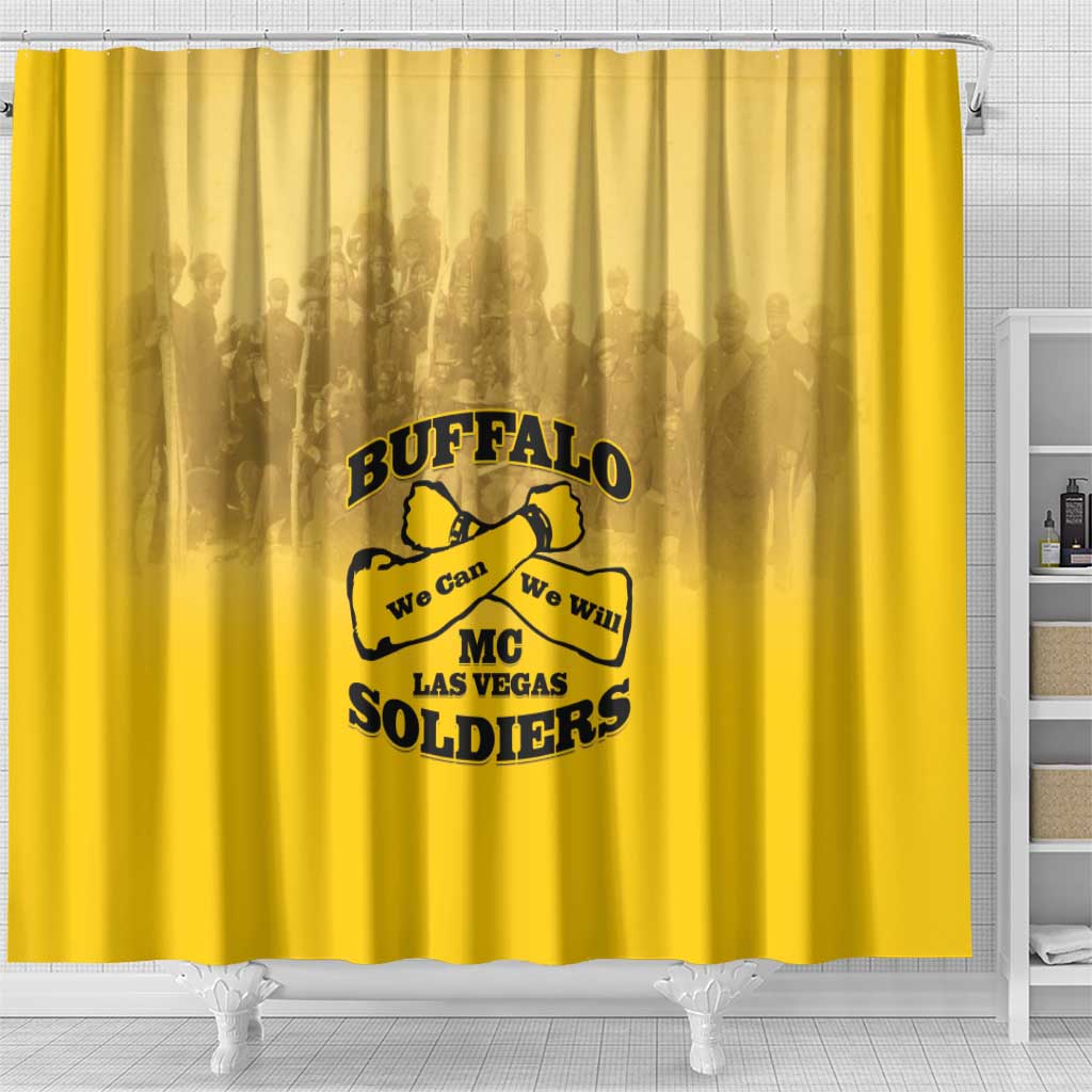African American Buffalo Soldier Shower Curtain We Can We Will - Yellow - Wonder Print Shop