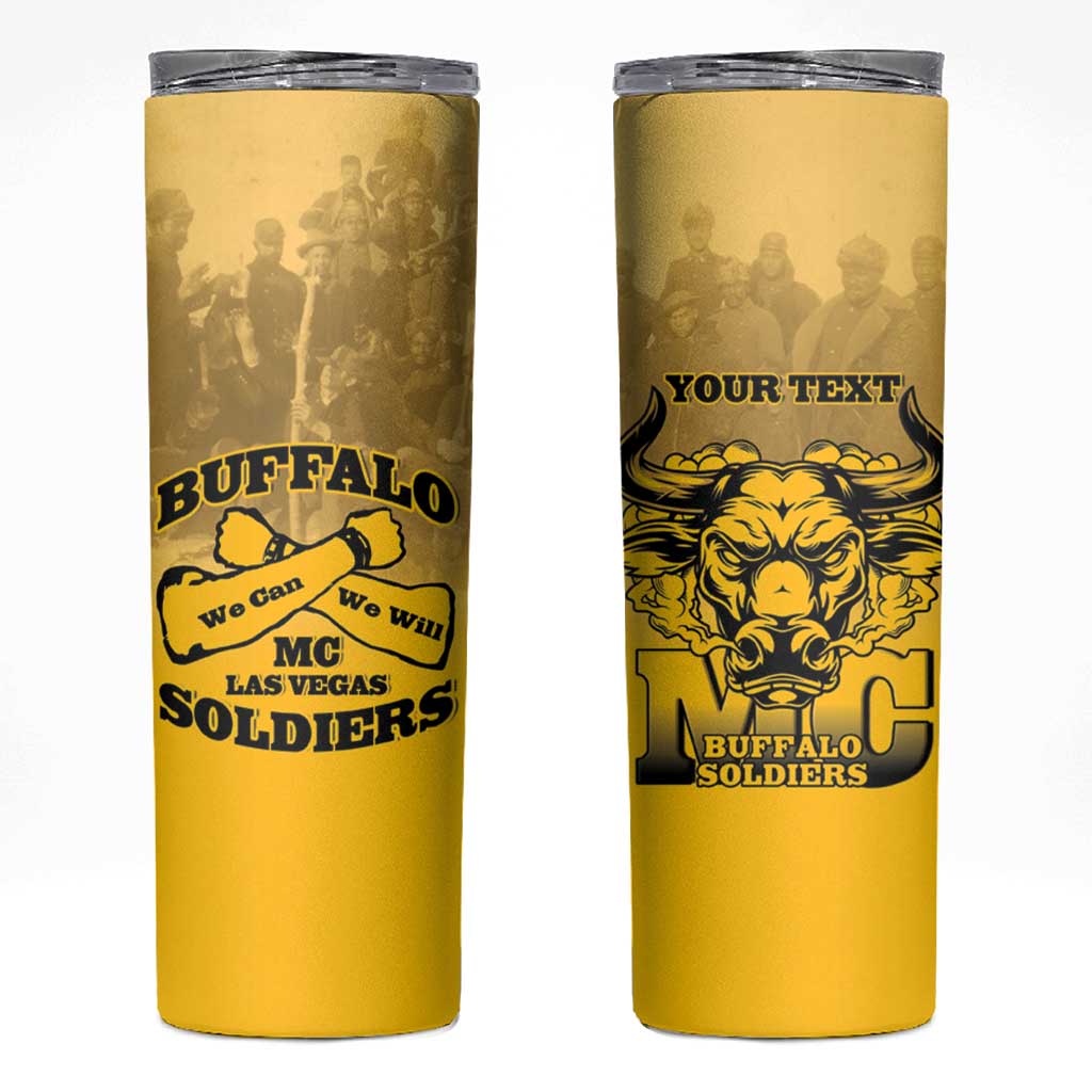 Personalized African American Buffalo Soldier Skinny Tumbler We Can We Will - Yellow - Wonder Print Shop