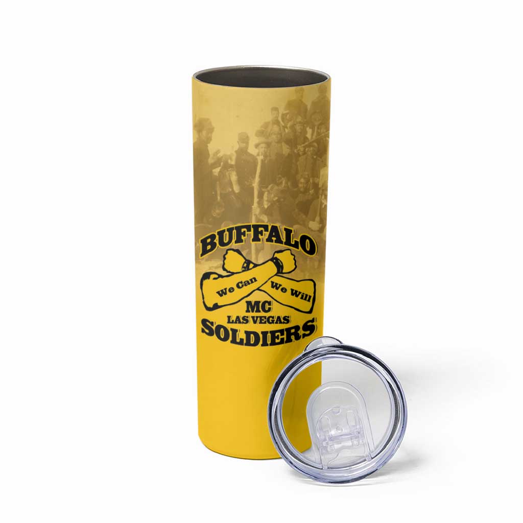 Personalized African American Buffalo Soldier Skinny Tumbler We Can We Will - Yellow - Wonder Print Shop