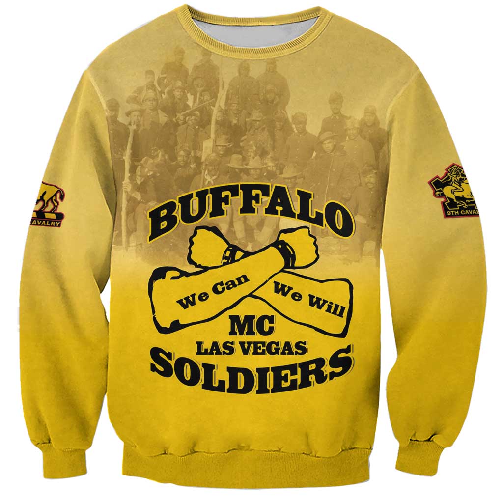 Personalized African American Buffalo Soldier Sweatshirt We Can We Will - Yellow - Wonder Print Shop
