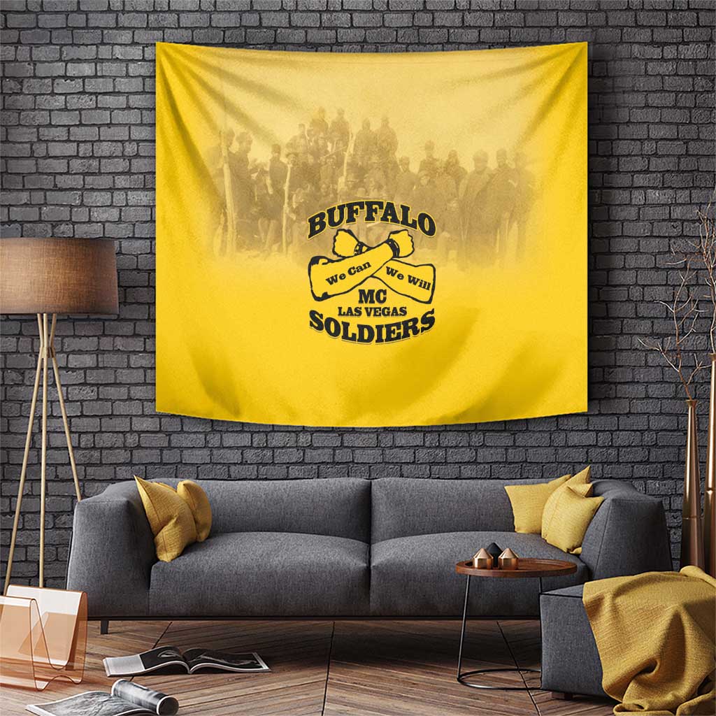 African American Buffalo Soldier Tapestry We Can We Will - Yellow - Wonder Print Shop