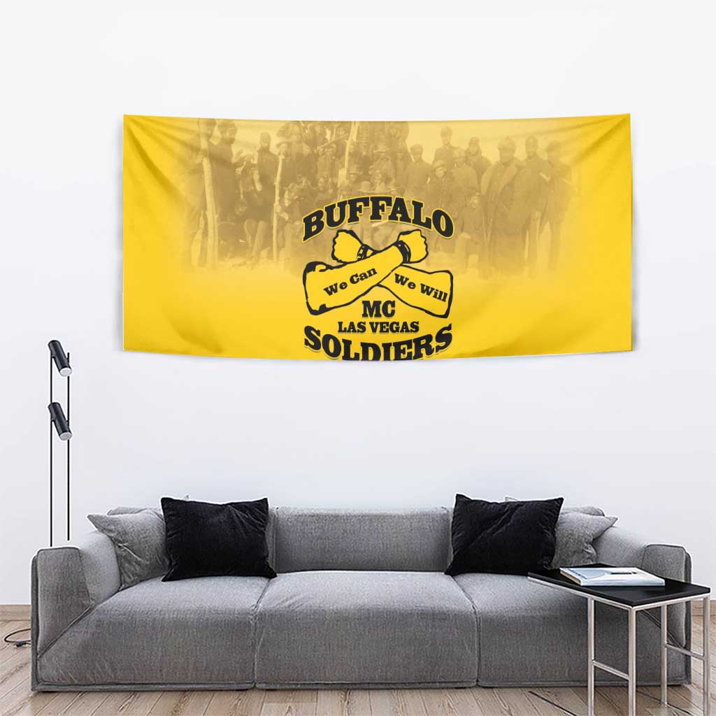 African American Buffalo Soldier Tapestry We Can We Will - Yellow - Wonder Print Shop