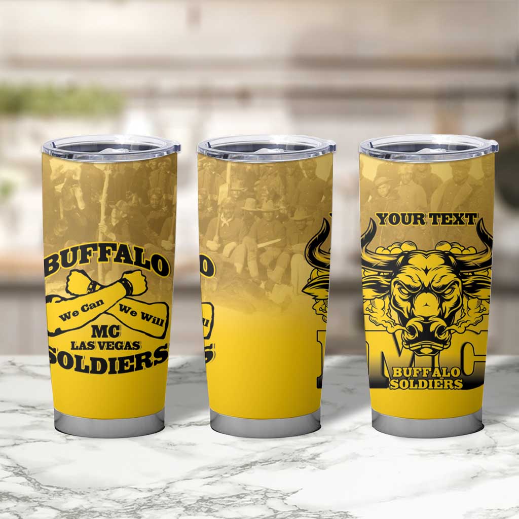 Personalized African American Buffalo Soldier Tumbler Cup We Can We Will - Yellow - Wonder Print Shop
