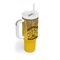 Personalized African American Buffalo Soldier Tumbler With Handle We Can We Will - Yellow - Wonder Print Shop