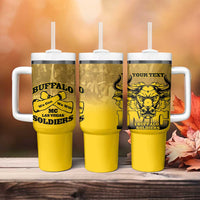 Personalized African American Buffalo Soldier Tumbler With Handle We Can We Will - Yellow - Wonder Print Shop