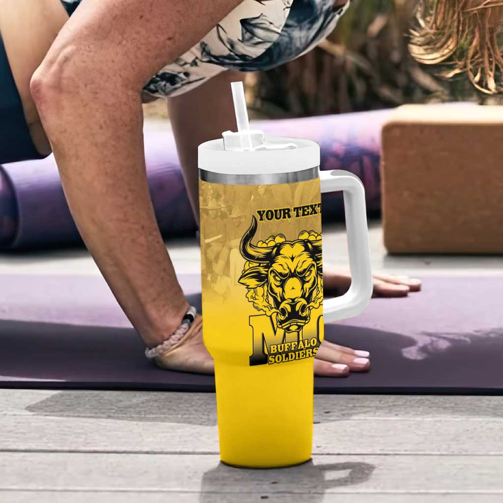 Personalized African American Buffalo Soldier Tumbler With Handle We Can We Will - Yellow - Wonder Print Shop