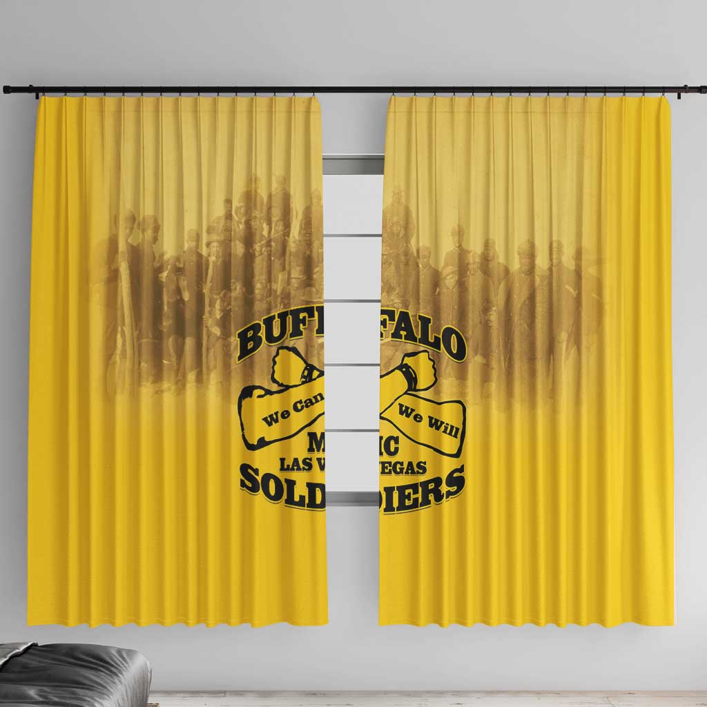 African American Buffalo Soldier Window Curtain We Can We Will - Yellow - Wonder Print Shop