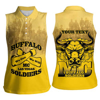 Personalized African American Buffalo Soldier Women Sleeveless Polo Shirt We Can We Will - Yellow - Wonder Print Shop