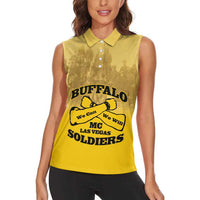 Personalized African American Buffalo Soldier Women Sleeveless Polo Shirt We Can We Will - Yellow - Wonder Print Shop